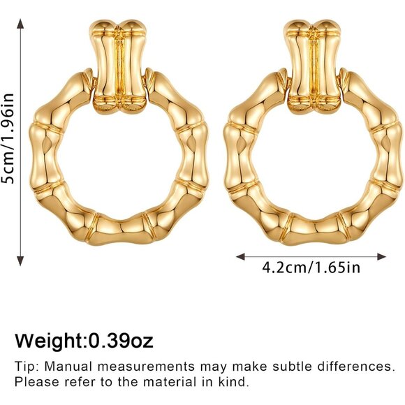 Women's Gold Big Statement Retro Hoop Dangle Earrings Multiple Styles Jewelry - Picture 4 of 7